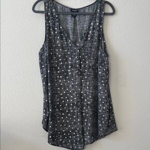 Torrid Black and Gray Star Chiffon Tank Top